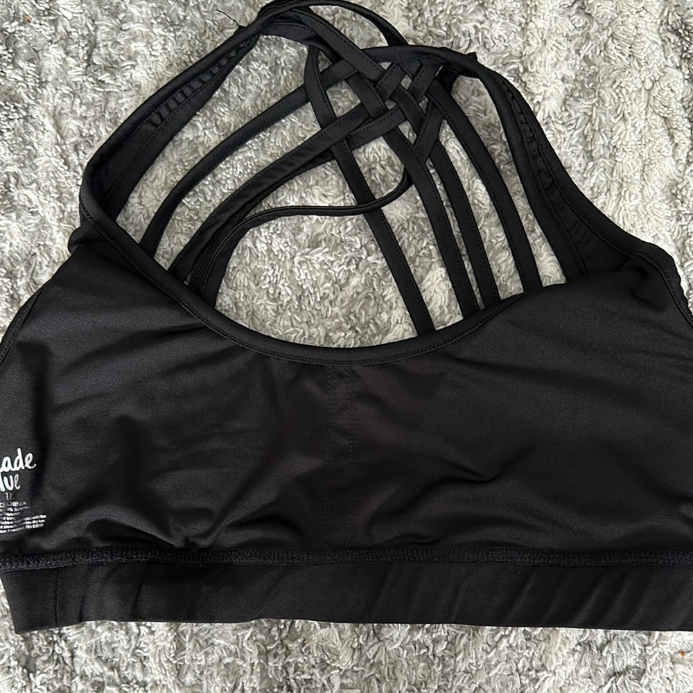 Cascade Blue Black Strappy Sports Bra - Picture 5 of 5